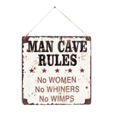 Large Man Cave Rules Embossed Metal Sign