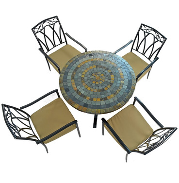 Monterey Mosaic Dining Table with 4 Ascot Chairs 