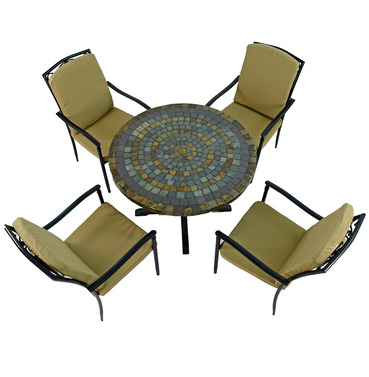 Monterey Mosiac Dining Table with 4 Ascot Deluxe Chairs 