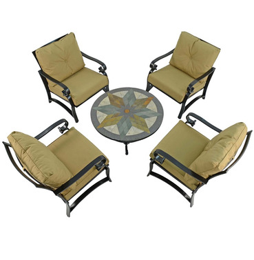 Montilla Coffee Table Set With 4 Windsor Deluxe Lounge Chairs