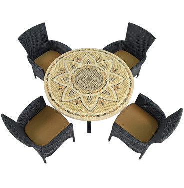 Montpellier Mosaic Dining Table with 4 Stockholm Black Chairs 