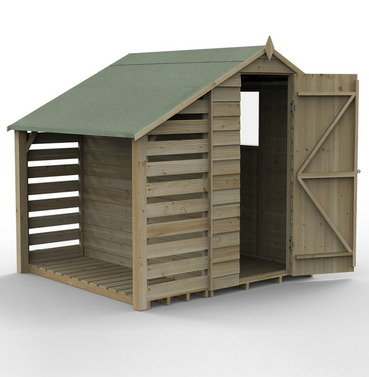  Overlap Apex Shed 6 x 4ft - Pressure Treated with Lean-To Store - Different Options Available