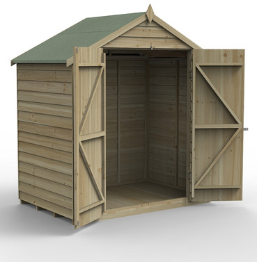 Overlap Apex Shed 6 x 4ft - Pressure Treated with Double Doors & No Window