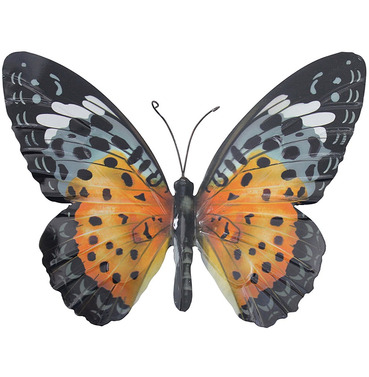 Large Metal Butterfly - Orange and Black