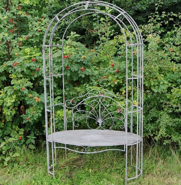 Oval Arbour Arch with Seat - Aged Anitque Grey