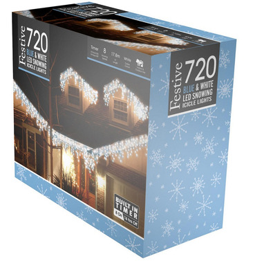 Icicle Blue & White Christmas Lights - 720 LED - 17.8m 