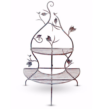 Metal Folding Plant Stand Etagere - Bird and Leaf Design