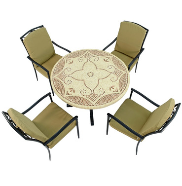 Provence Mosaic Dining Table with 4 Ascot Deluxe Chairs