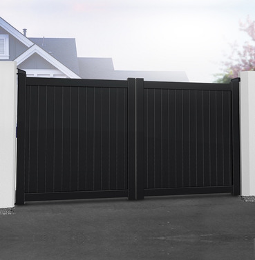 Aluminium Double Swing Driveway Gates - Black Finish - Different Size Options