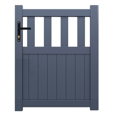 Aluminium Single Flat Top Low Partial Privacy Pedestrian Gate - Grey Finish - Different Size Options