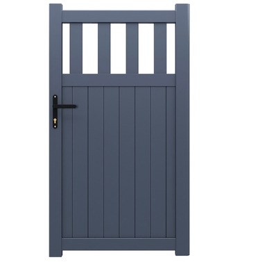 Aluminium Single Flat Top Tall Partial Privacy Pedestrian Gate - Grey Finish - Different Size Options