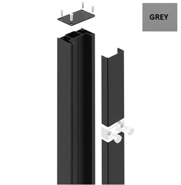 Aluminium Metal Pedestrian Gate Hinge Side Post - 80mm x 50mm x 2000mm - Grey