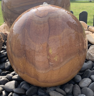 Natural Stone Round Sphere Ball Solar Powered Water Feature - Sandstone - Different Size Options