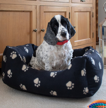SnugPaws Square Dog Bed - Fleece Jet - Different Size Options