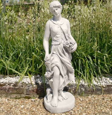 Susie in Spring Garden Statue - White Stone