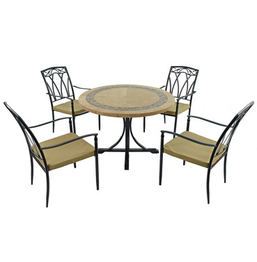Vermont Mosaic Dining Table with 4 Ascot Chairs 