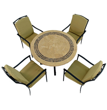 Vermont Mosaic Dining Table with 4 Ascot Deluxe Chairs 