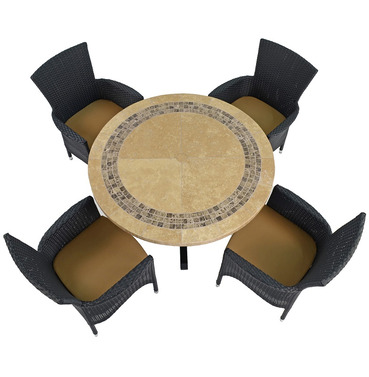 Vermont Mosaic Dining Table with 4 Stockholm Black Chairs 