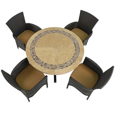 Vermont Mosaic Dining table with 4 Stockholm Brown Chairs