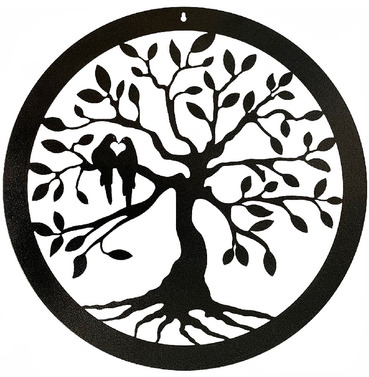 Tree of Life with Doves Black Metal Wall Art - Small or Large Sizes Available