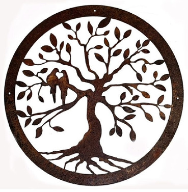 Tree of Life with Doves Bare Metal Wall Art - Small or Large Sizes Available