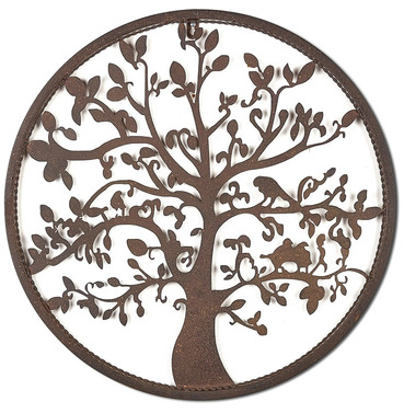 Small Tree of Life Metal Wall Art - with Birds & Leaf Design