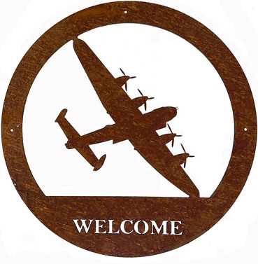 Lancaster Bomber Welcome Bare Metal Wall Art - Optional Sizes 