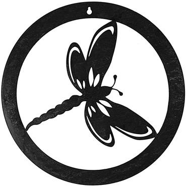 Round Black Metal Dragonfly Wall Art - Small or Large Sizes Available