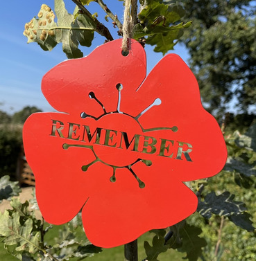 Remember Hanging Red Metal Remembrance Poppy