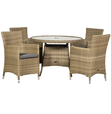 Rattan Wentworth 4 Seater Round Carver Dining Set