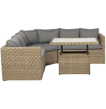 Wentworth Rattan 4 Piece Corner Lounging Set With Adjustable Table