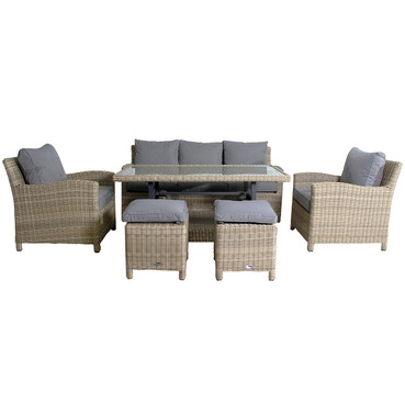 Wentworth Rattan 7 Seater Sofa Dining Set With Adjustable Table