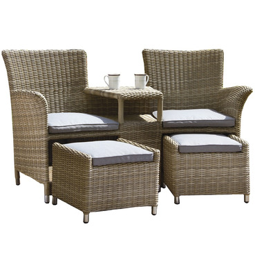 Wentworth Rattan Companion Set With Pull-out Footstools