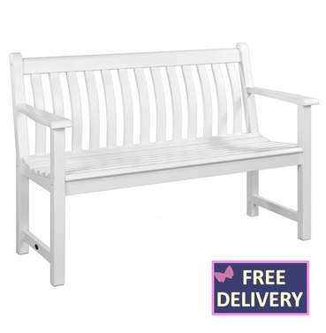 New England White Broadfield Wooden Bench - 5ft - 100% FSC Acacia Wood
