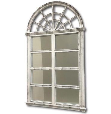 Outdoor Arched Top Garden Mirror White with Black Wash
