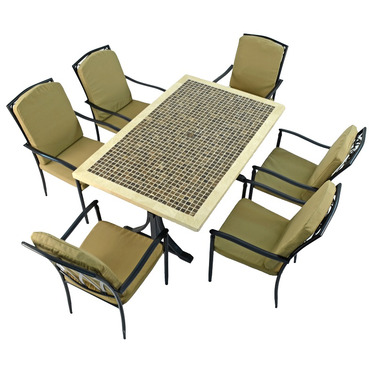 Wilmington Mosaic Dining Table with 6 Ascot Deluxe Chairs