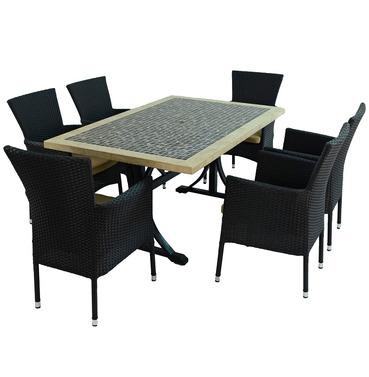 Wilmingtom Mosaic Dining Table with 6 Stockholm Black Chairs 