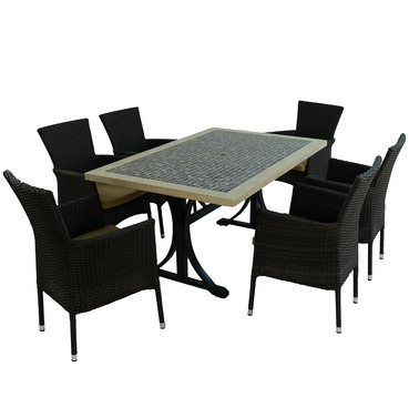 Wilmington Mosaic Dining Table with 6 Stockholm Brown Chairs 