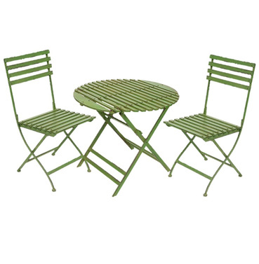 Wimbledon Tea For Two Bistro Metal Garden Furniture Set - Distressed Green