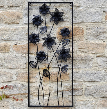 Metal Framed 3d Flower Wall Art - 30 x 70cm 