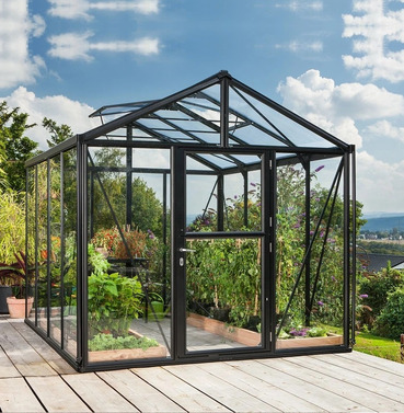 Zeus Aluminium Black Greenhouse - Different Size Options 