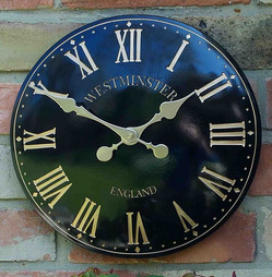 Westminster Tower Garden Wall Clock - 12" Black
