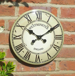Westminster Tower Garden Wall Clock - 12" Cream