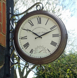 Greenwich Station Double Sided Clock & Thermometer