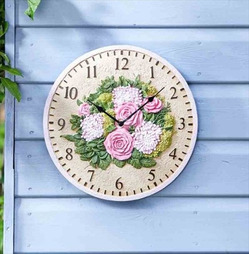 Floral Garden Outdoor Wall Clock 12"
