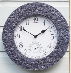 Stonegate Granite Wall Clock and Thermometer 12"