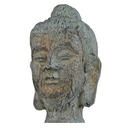 Tall Garden Statue Of An Aztec Buddha In Verdigris