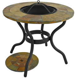 Bayfield Firepit Mosiac Table with 4 Stockholm Black Chairs 