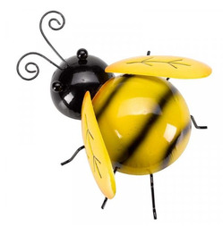 Metal Bee Wall Art - Hand Painted - Large