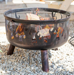 Bronze Wildfire Deep Firebowl with BBQ Grill - La Hacienda 